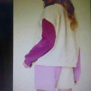 Luxury 2 pcs long-sleeve quilted fabric comfortable cozy loungewear NWT purple